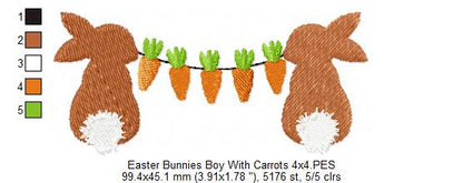 Easter Bunny Boy with Carrots - Fill Stitch