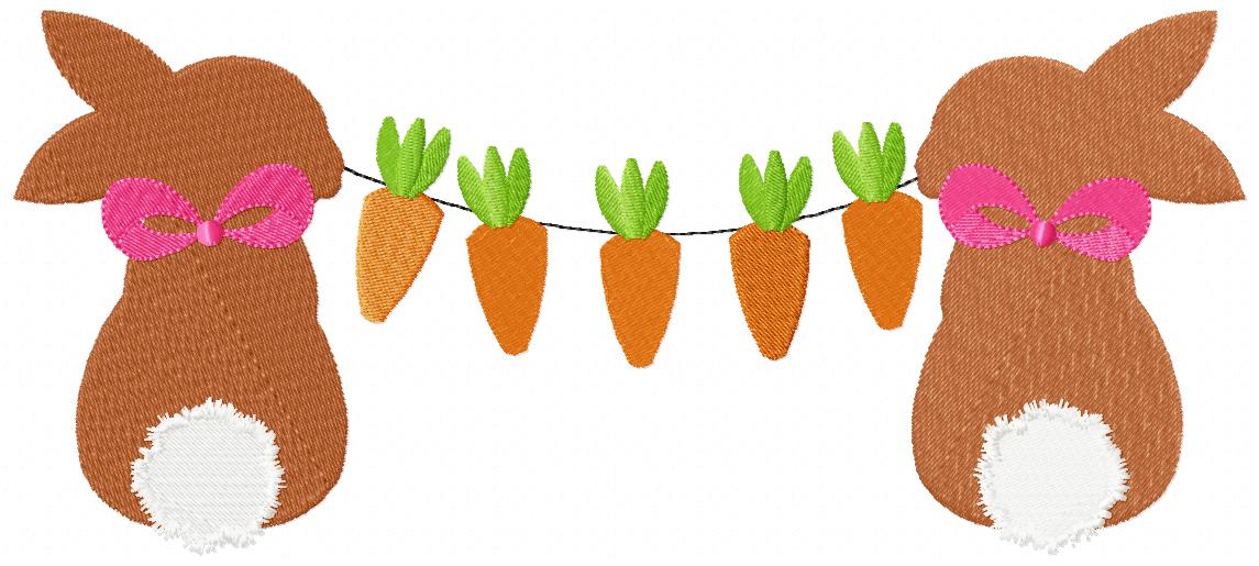 Easter Bunny Girl with Carrots - Fill Stitch