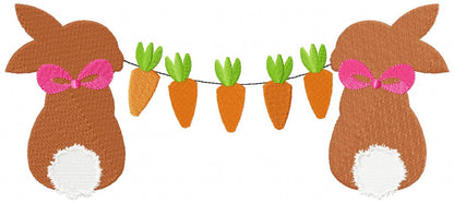 Easter Bunny Girl with Carrots - Fill Stitch