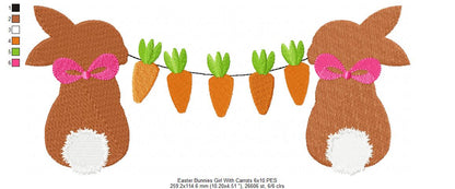 Easter Bunny Girl with Carrots - Fill Stitch