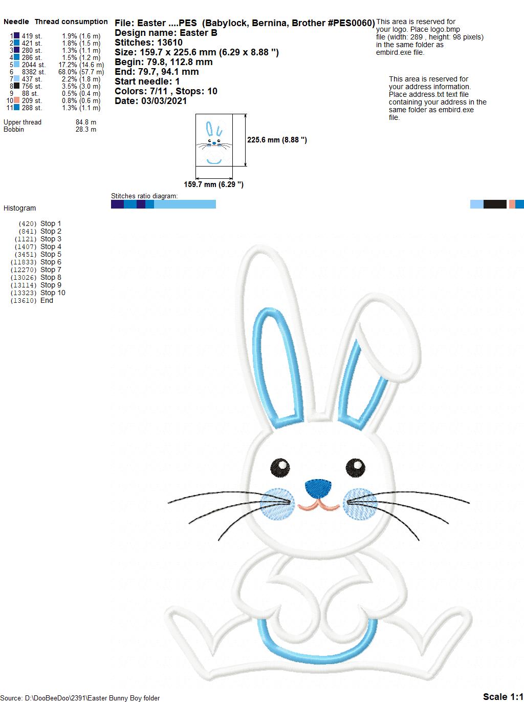 Easter Bunny Boy - Applique