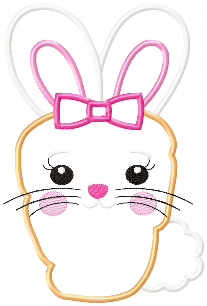 Easter Carrot Bunny Girl with Bow - Applique