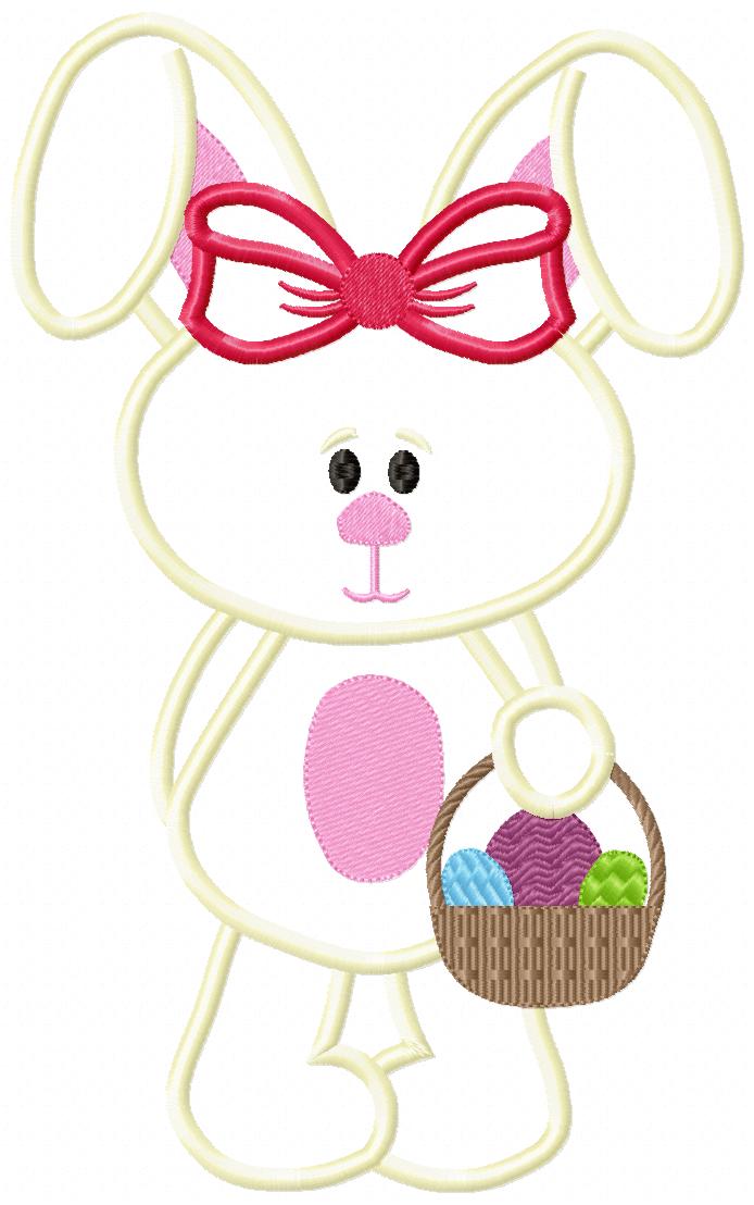 Easter Bunny with Basket – Appliqué – Machine Embroidery Design