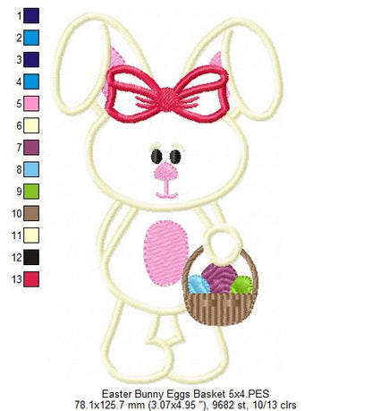 Easter Bunny with Basket – Appliqué – Machine Embroidery Design