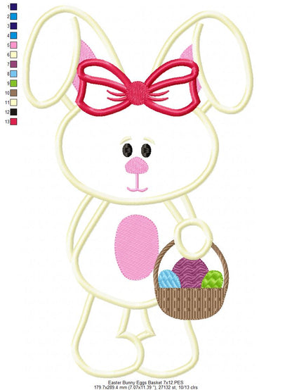 Easter Bunny with Basket – Appliqué – Machine Embroidery Design