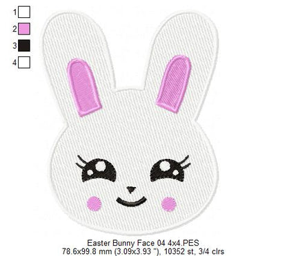 Easter Bunny Smiling - Fill Stitch