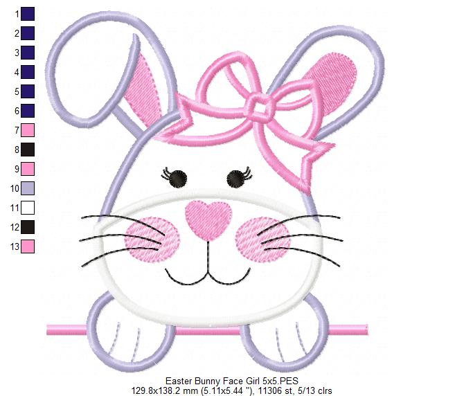 Bunny Girl - Applique - Machine Embroidery Design