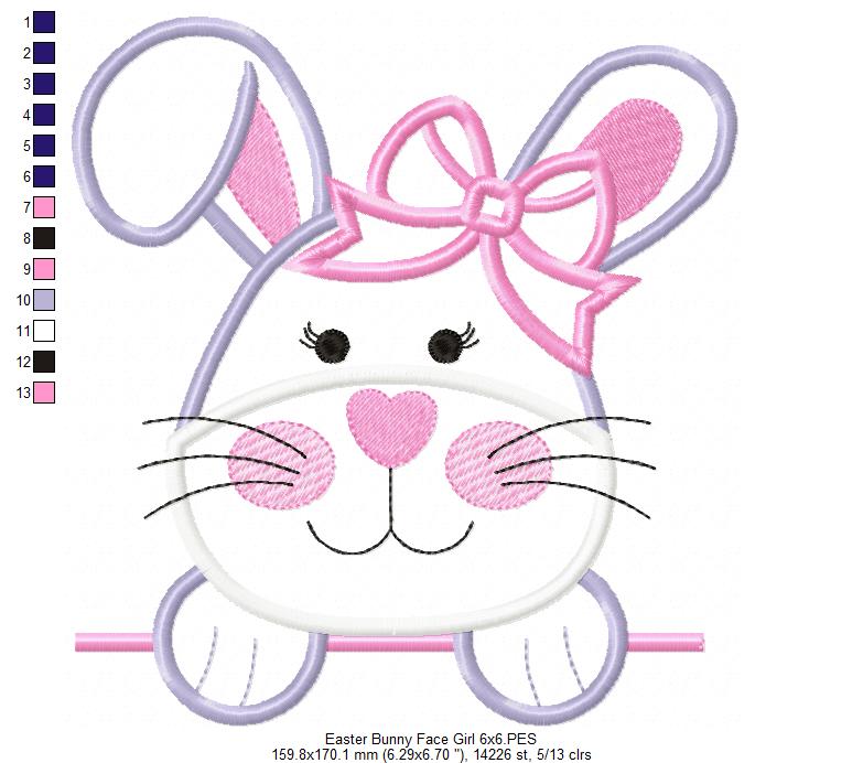 Bunny Girl - Applique - Machine Embroidery Design