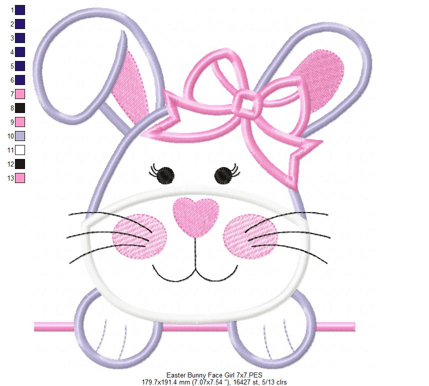 Bunny Girl - Applique - Machine Embroidery Design