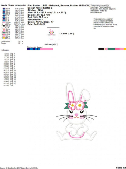 Bunny Girl - Applique - Machine Embroidery Design