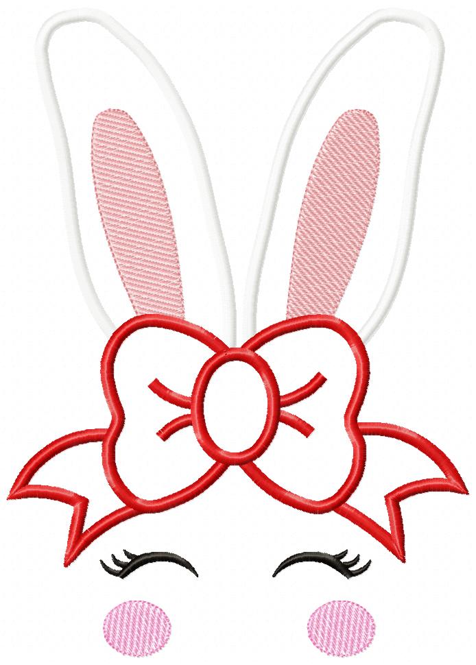Easter Bunny Girl Big Bow - Applique
