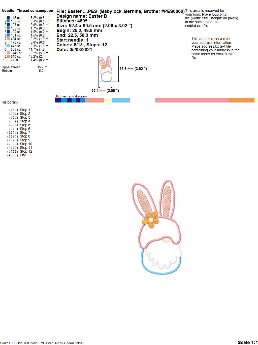 Easter Bunny Little Gnome - Applique