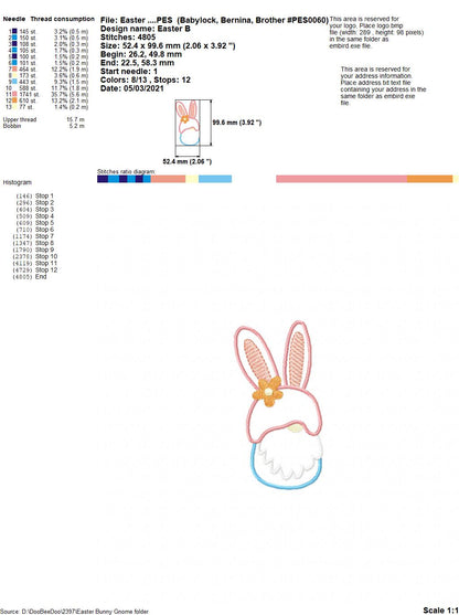 Easter Bunny Little Gnome - Applique