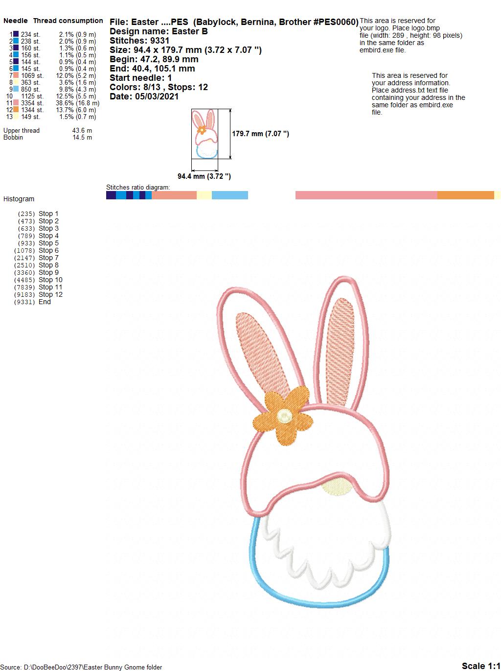 Easter Bunny Little Gnome - Applique