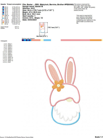 Easter Bunny Little Gnome - Applique