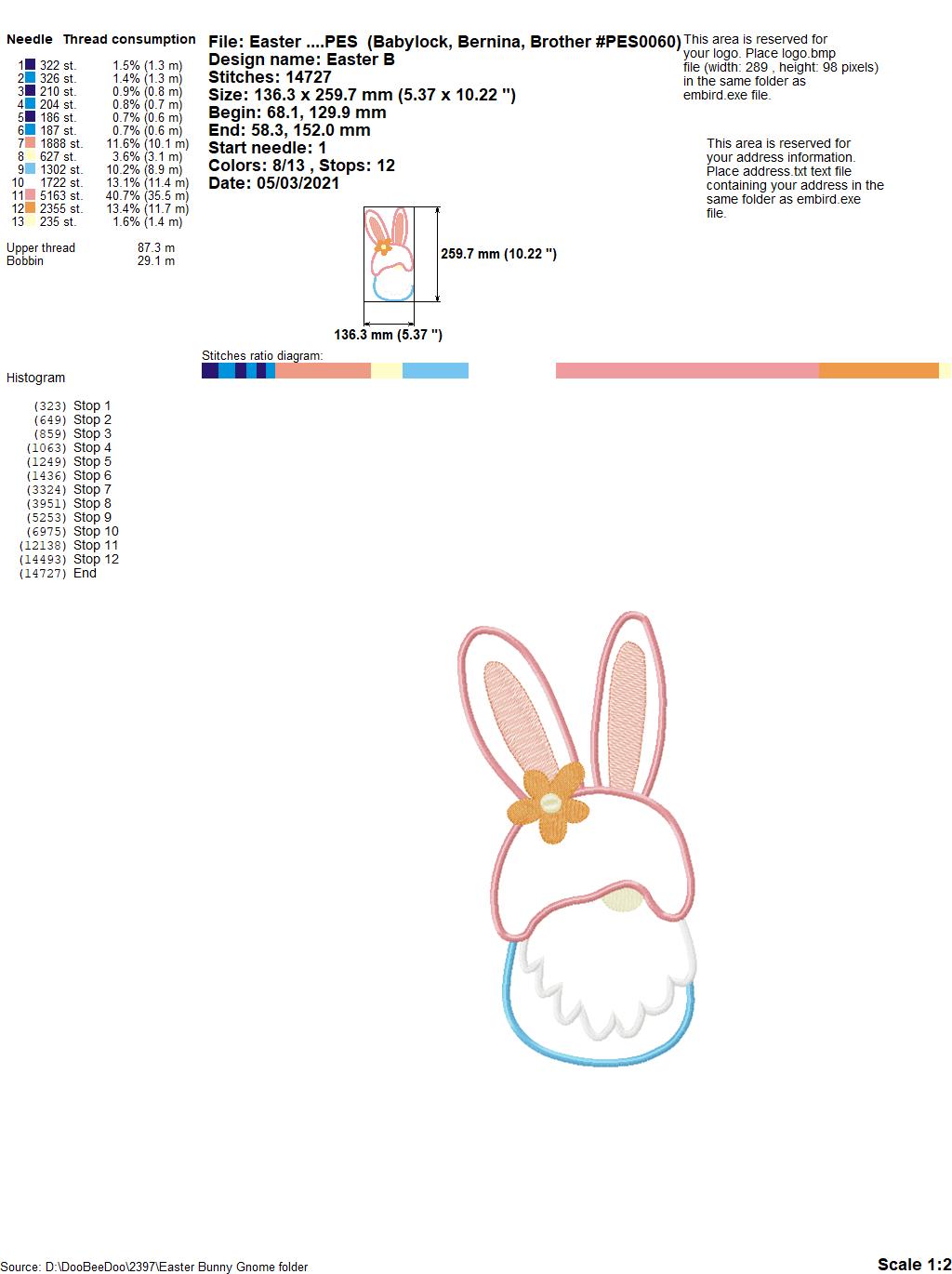 Easter Bunny Little Gnome - Applique