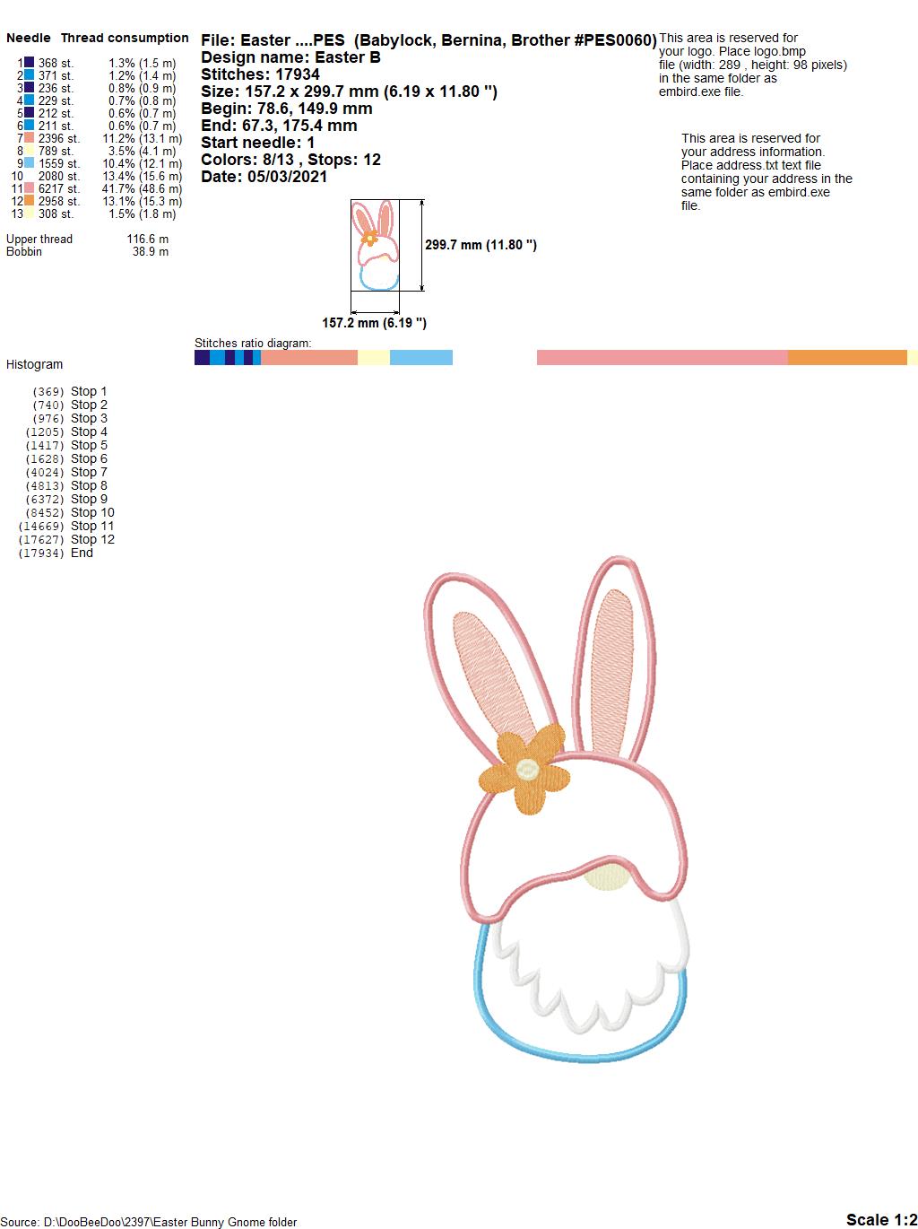 Easter Bunny Little Gnome - Applique