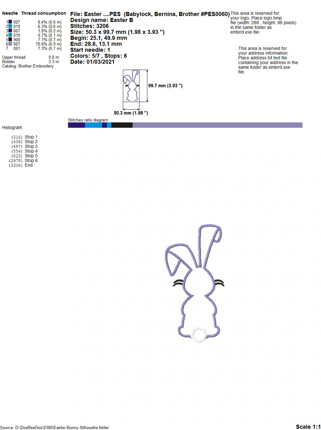Easter Bunny Silhouette 6 - Applique