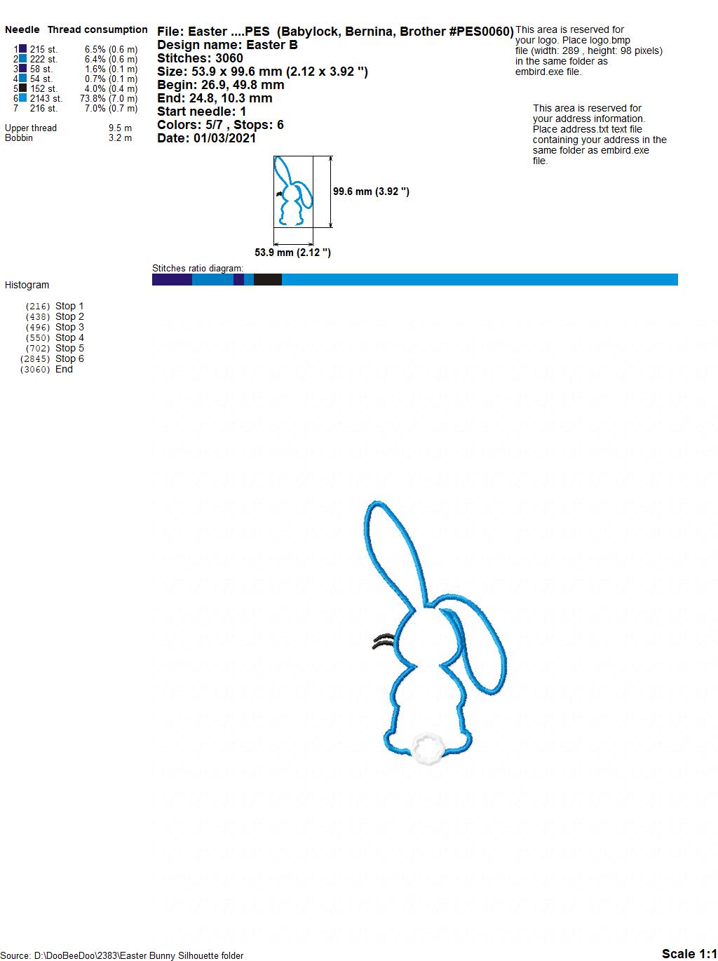 Easter Bunny Silhouette - Applique