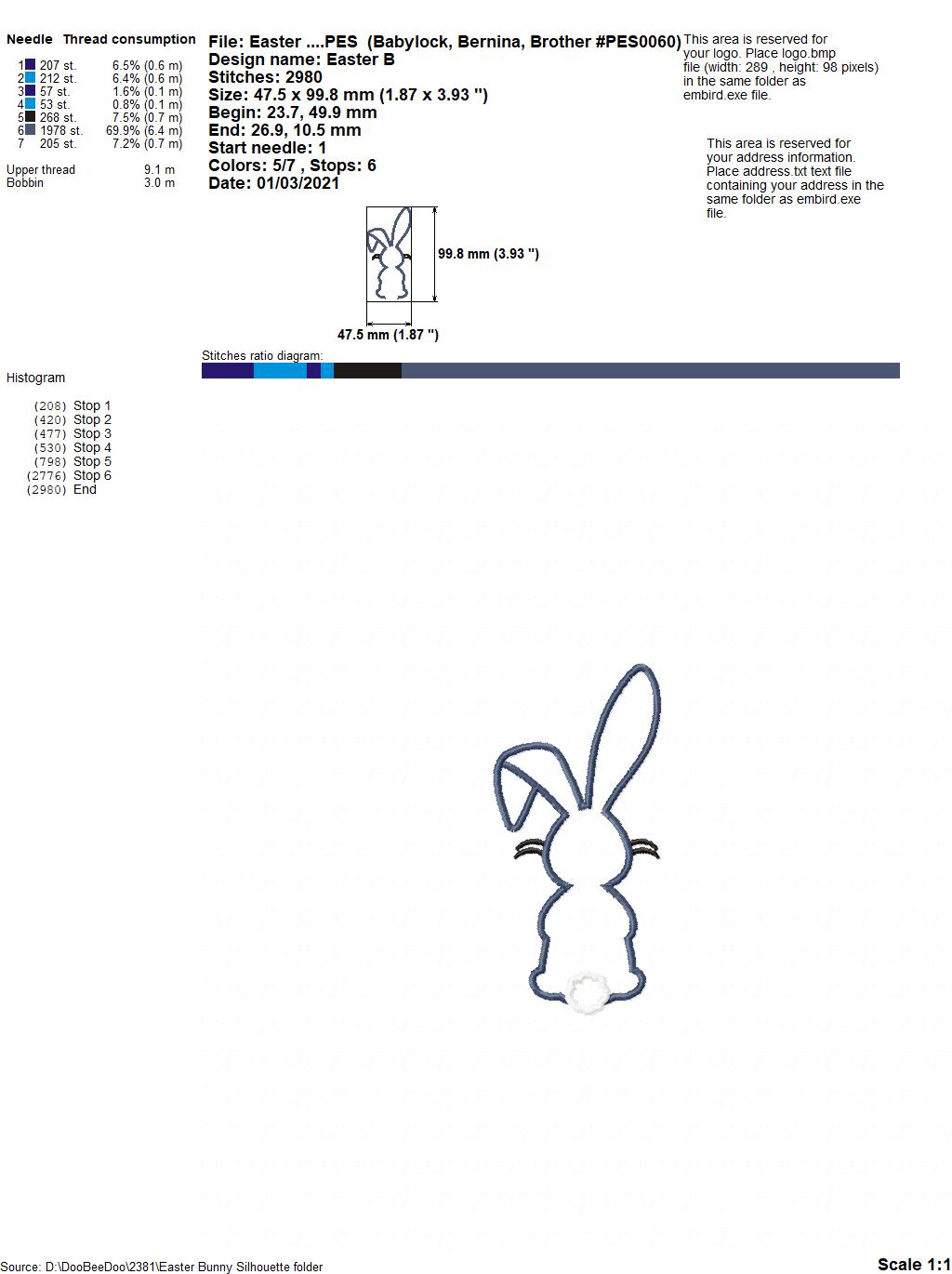 Easter Bunny Silhouette 7 - Applique