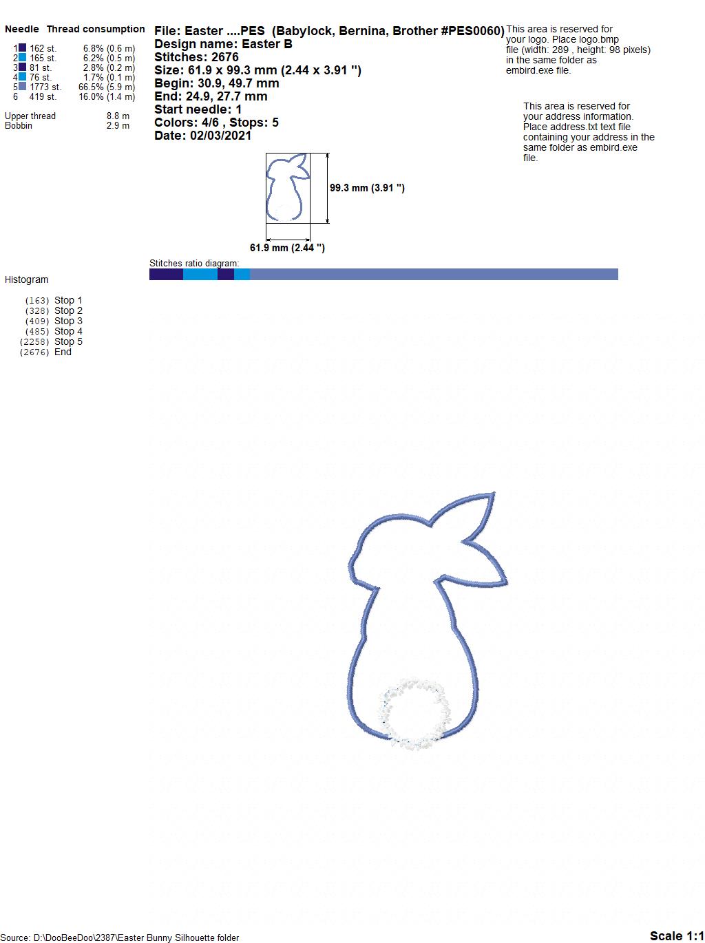 Easter Bunny Silhouette - Applique