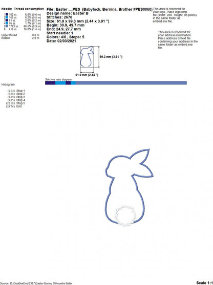 Easter Bunny Silhouette - Applique