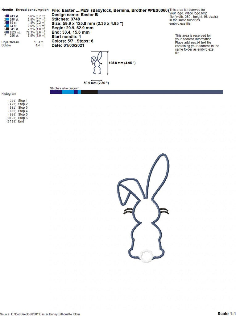 Easter Bunny Silhouette 7 - Applique