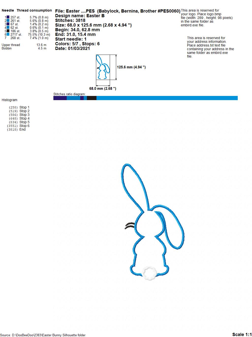 Easter Bunny Silhouette - Applique
