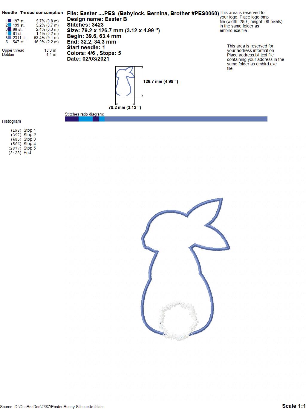 Easter Bunny Silhouette - Applique