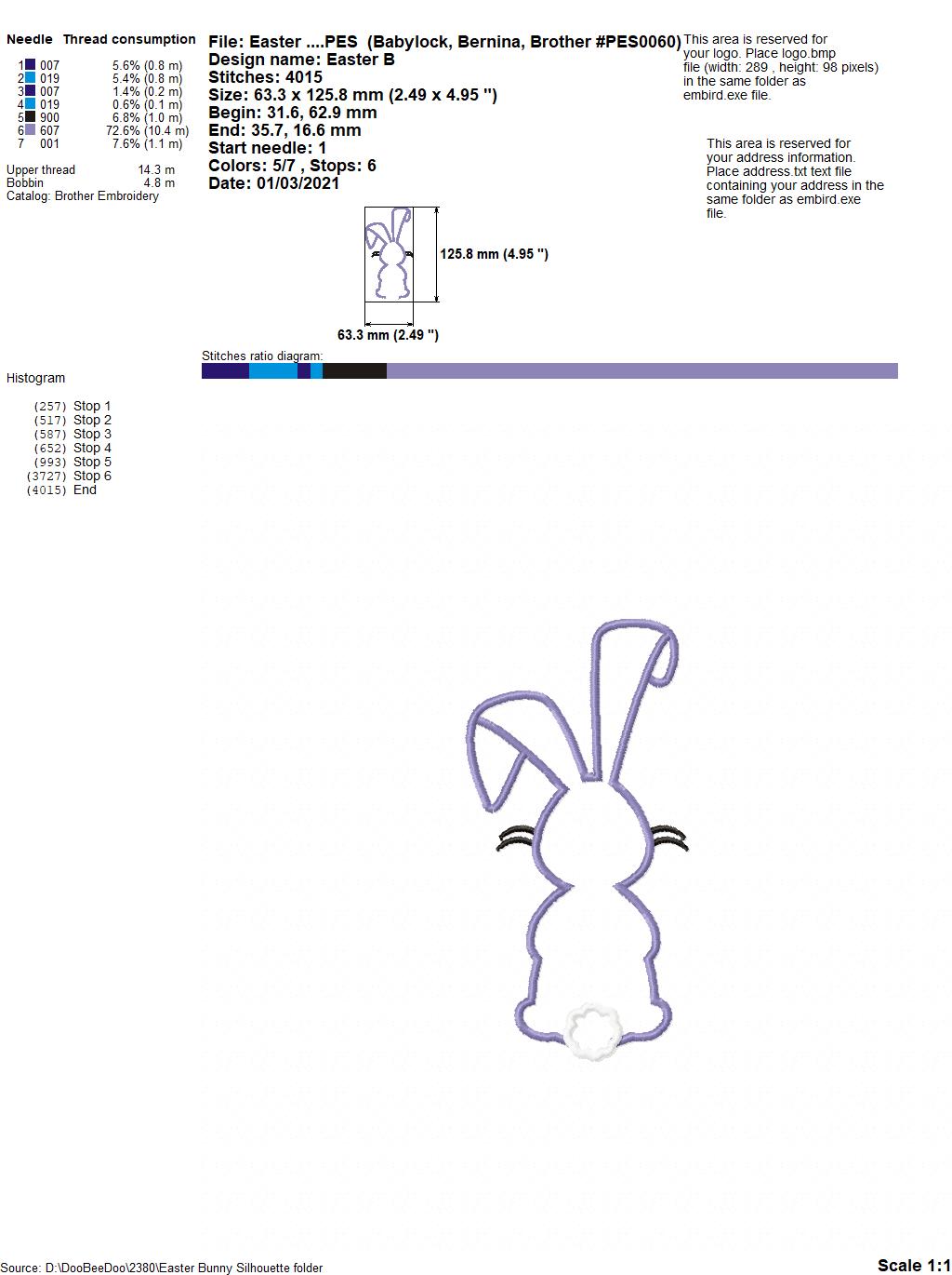Easter Bunny Silhouette 6 - Applique