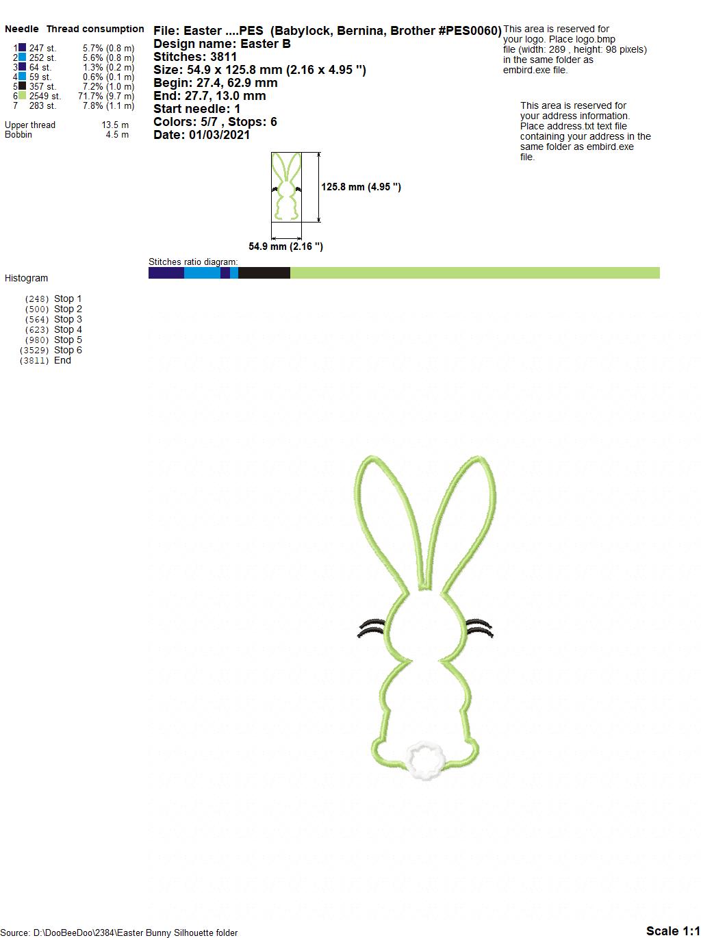 Easter Bunny Silhouette - Applique