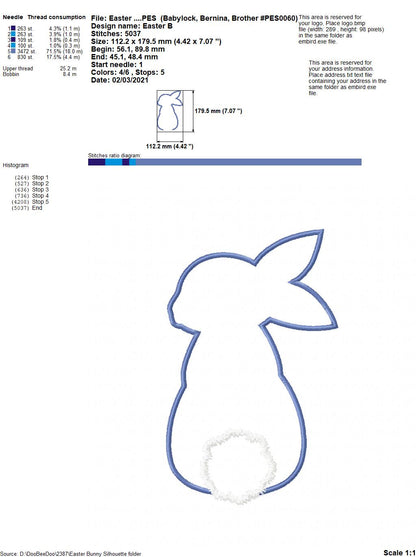 Easter Bunny Silhouette - Applique