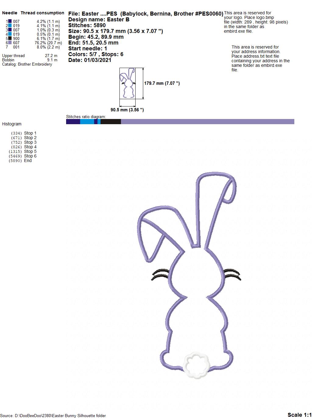 Easter Bunny Silhouette 6 - Applique