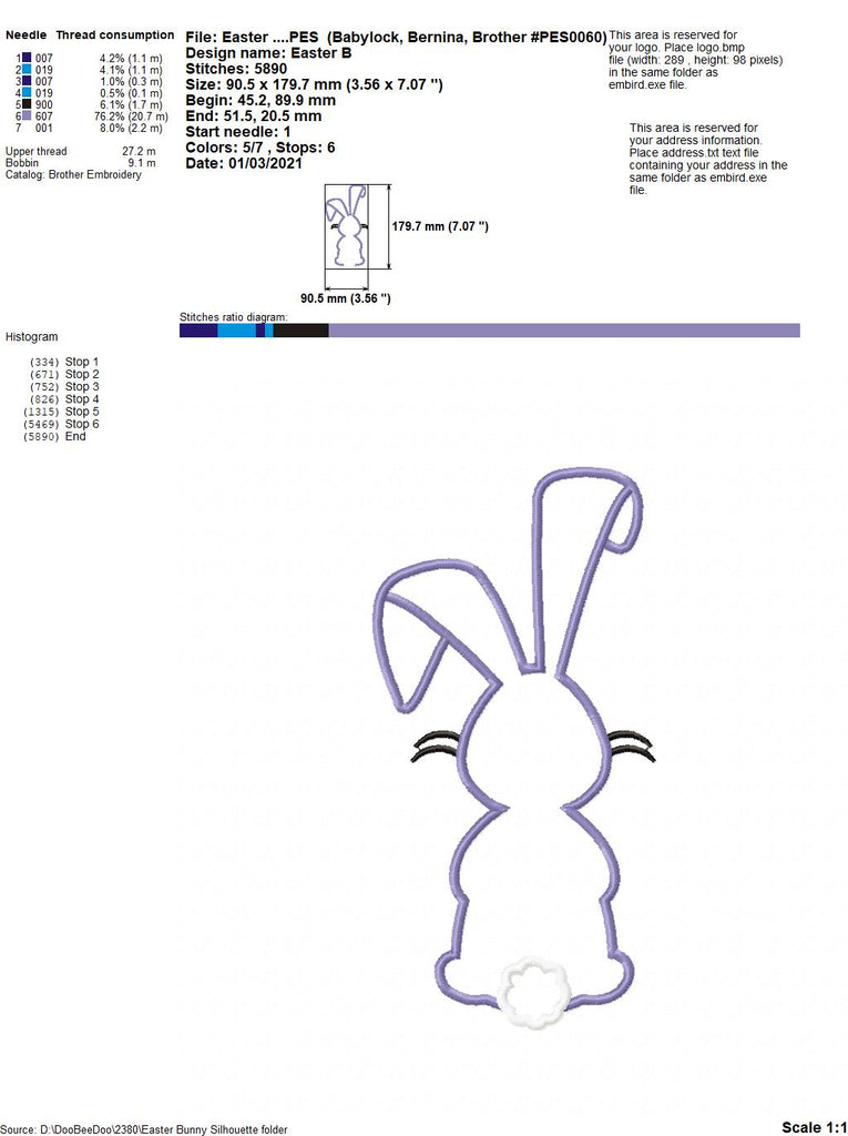 Easter Bunny Silhouette 6 - Applique