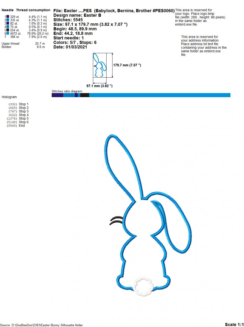 Easter Bunny Silhouette - Applique