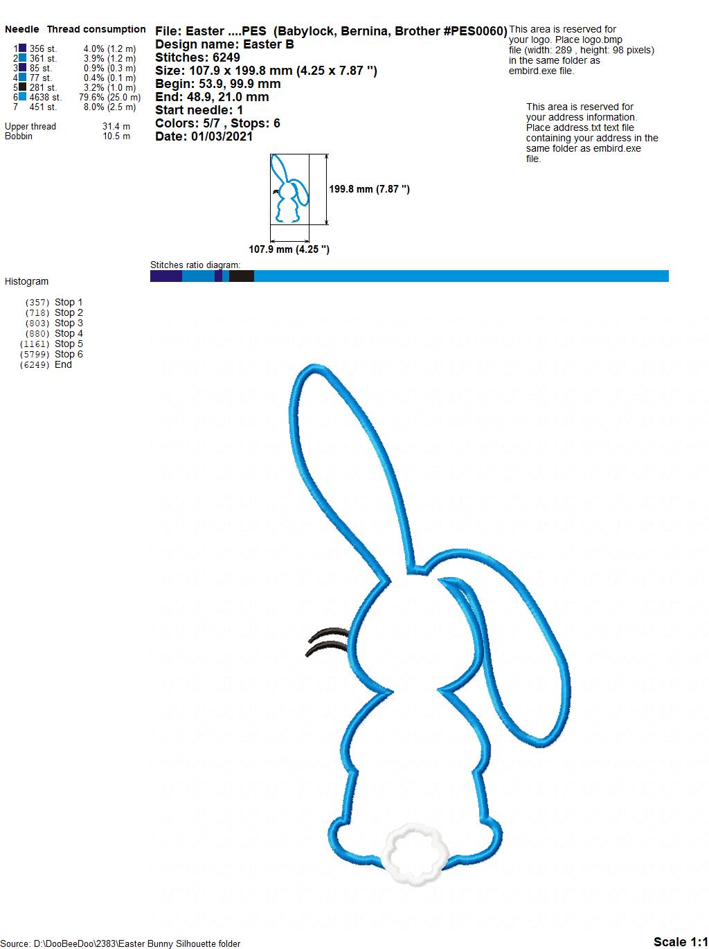 Easter Bunny Silhouette - Applique