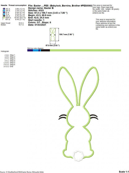 Easter Bunny Silhouette - Applique