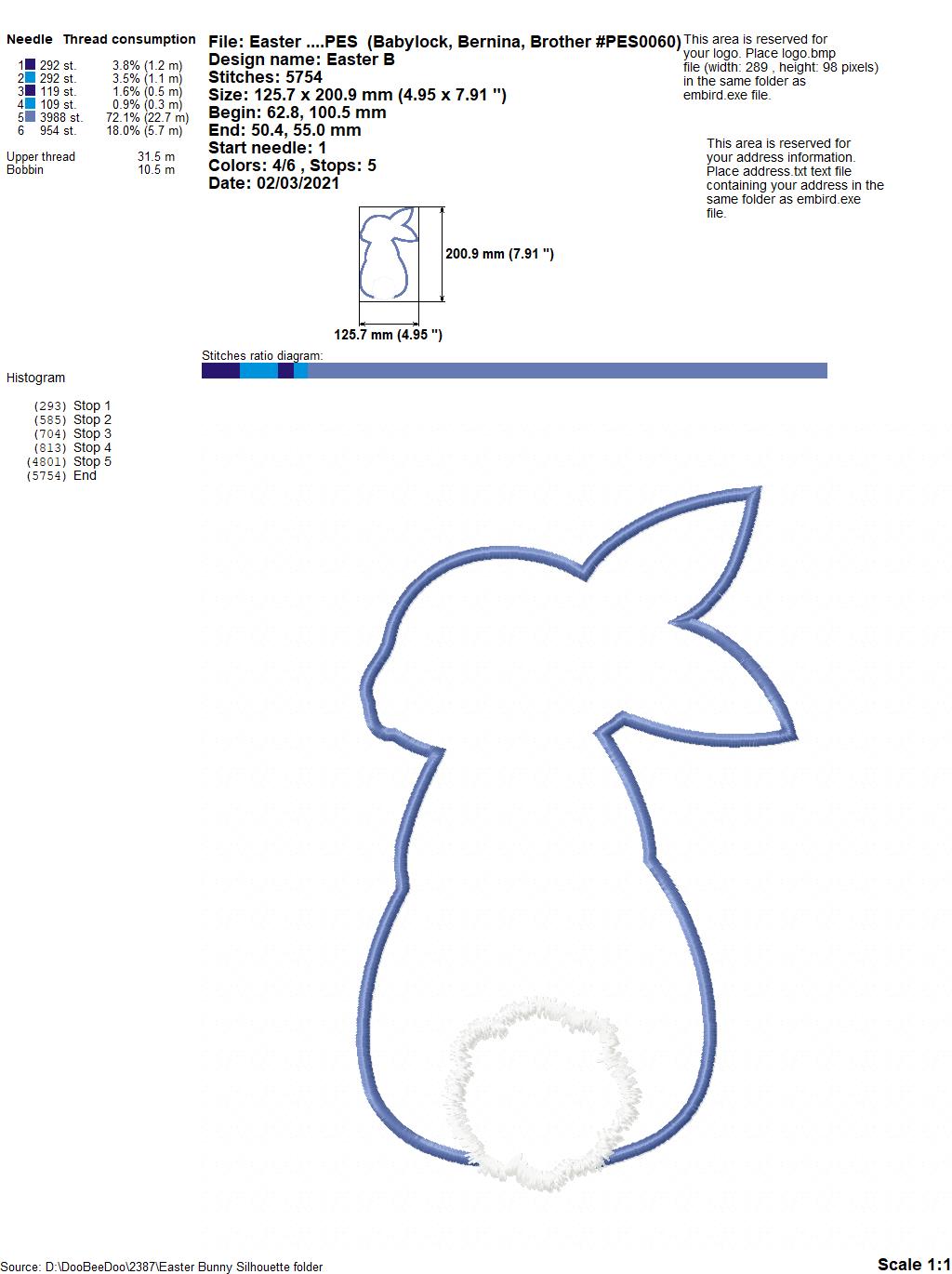 Easter Bunny Silhouette - Applique