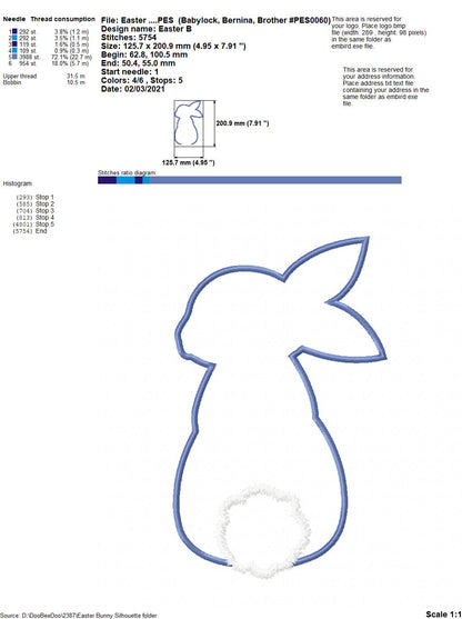 Easter Bunny Silhouette - Applique