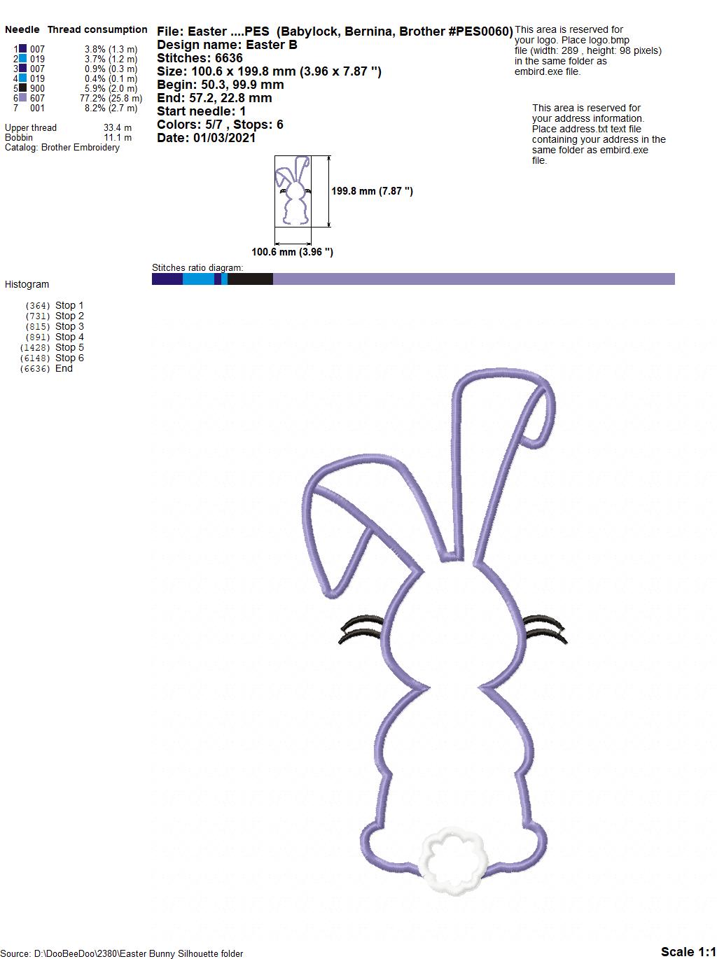 Easter Bunny Silhouette 6 - Applique