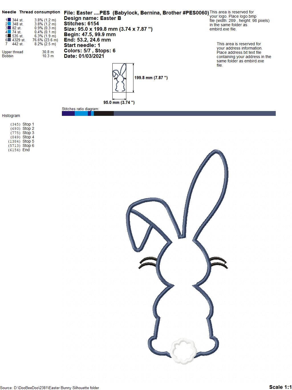 Easter Bunny Silhouette 7 - Applique