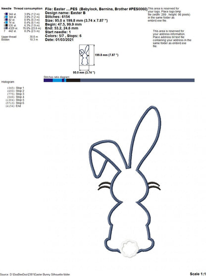 Easter Bunny Silhouette 7 - Applique