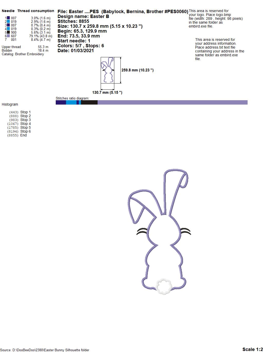 Easter Bunny Silhouette 6 - Applique
