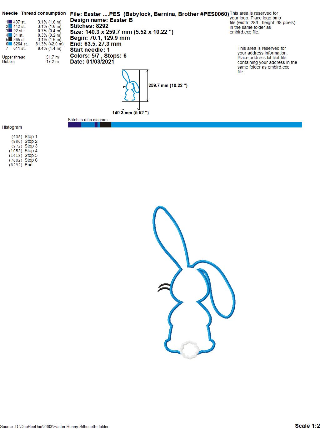 Easter Bunny Silhouette - Applique