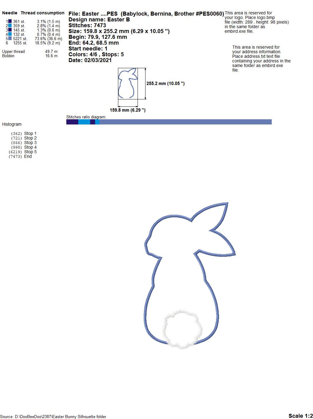 Easter Bunny Silhouette - Applique