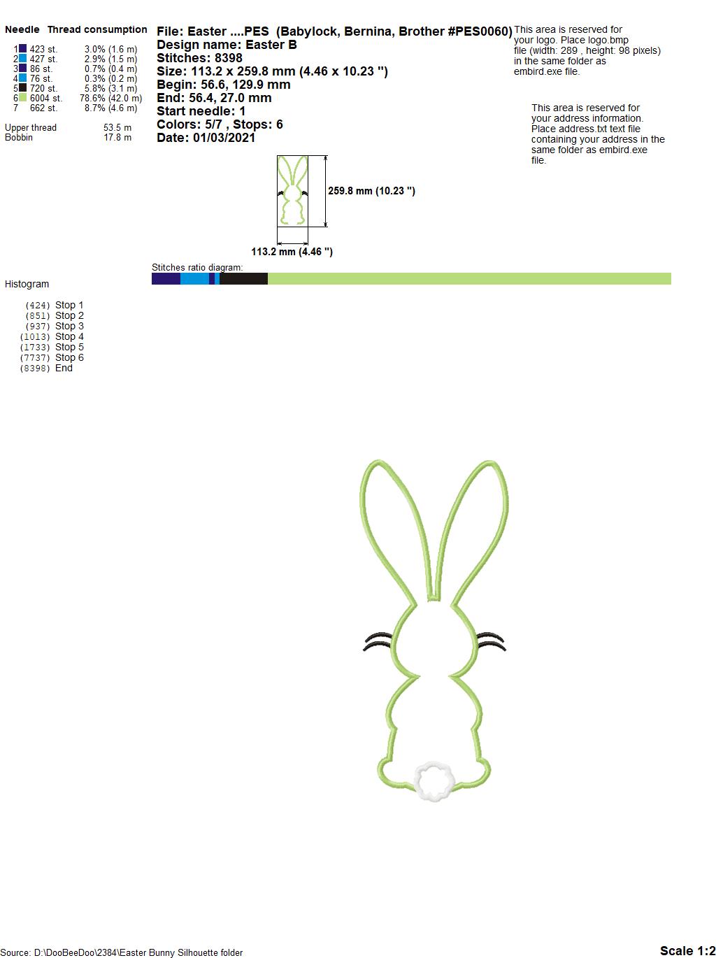 Easter Bunny Silhouette - Applique