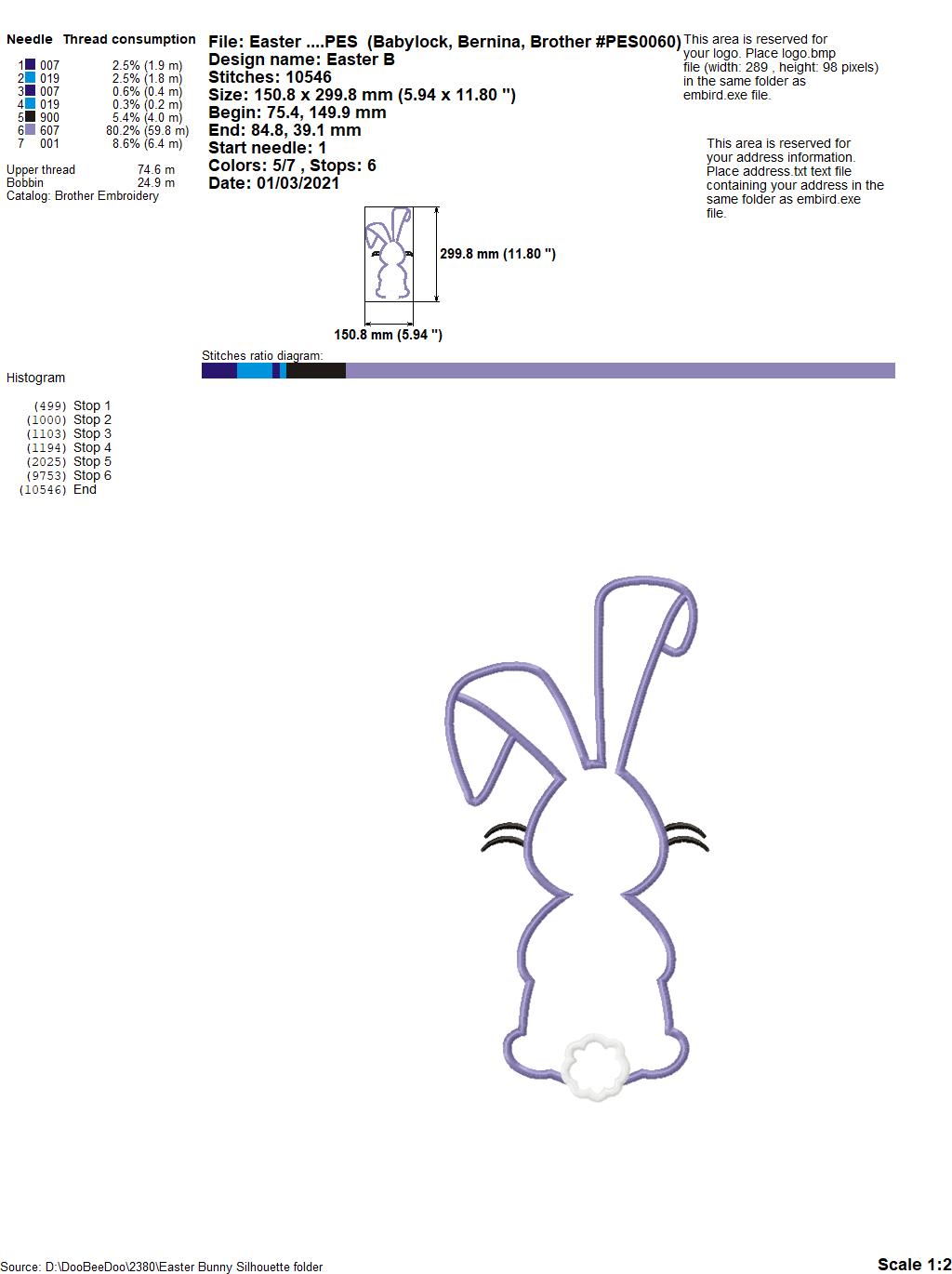 Easter Bunny Silhouette 6 - Applique