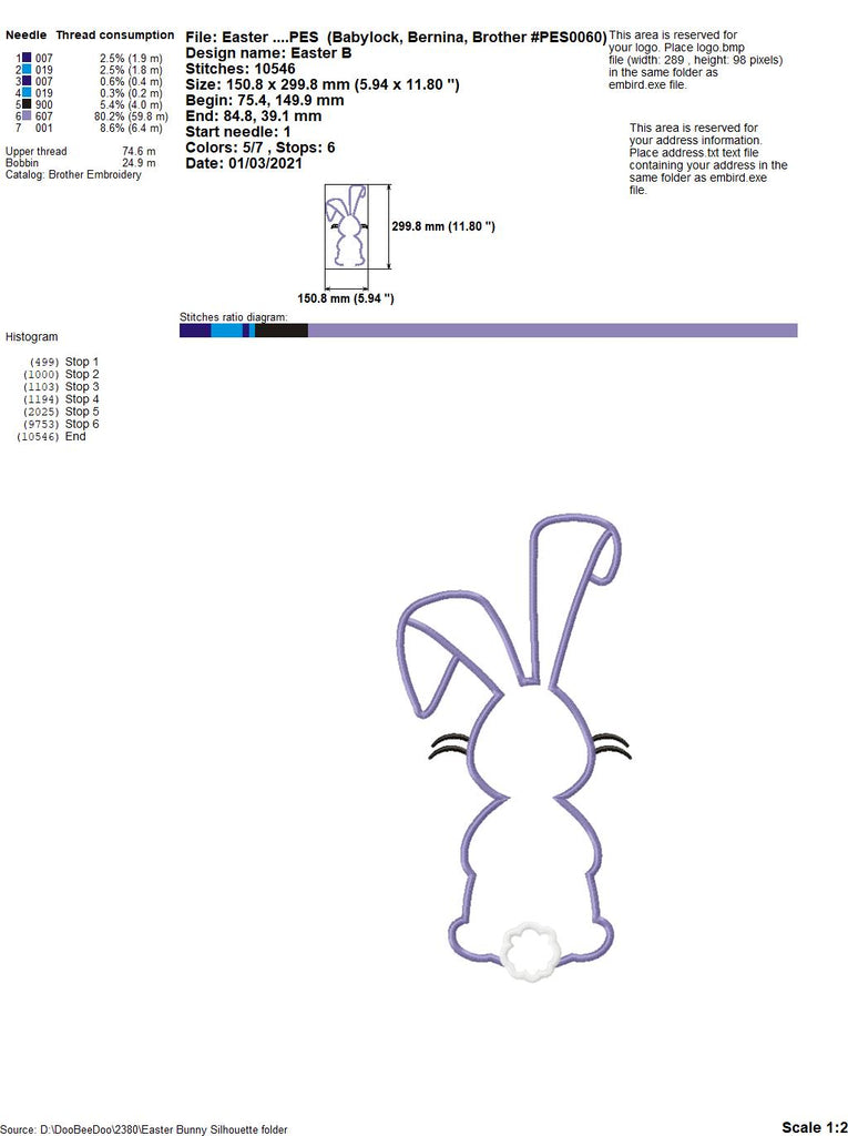 Easter Bunny Silhouette 6 - Applique