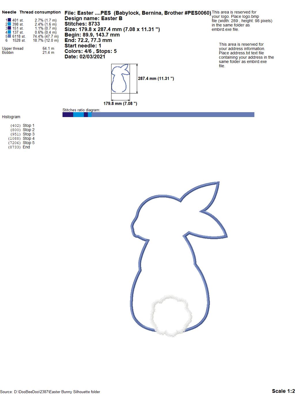 Easter Bunny Silhouette - Applique