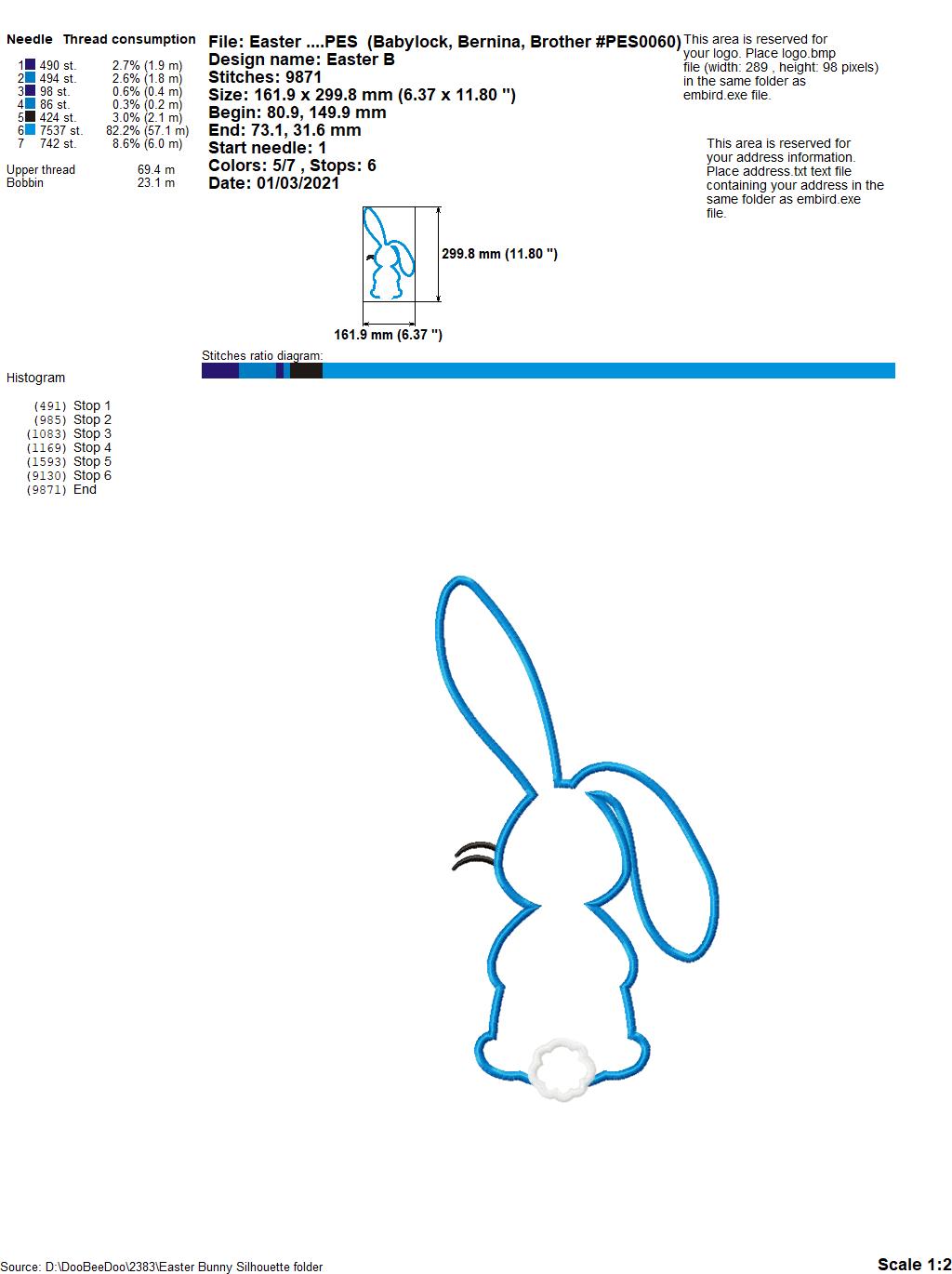 Easter Bunny Silhouette - Applique